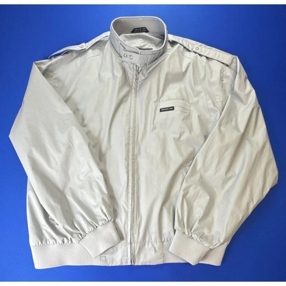 Members Only Jacket Mens XL Grey Iconic Racer Café Bomber Windbreaker VTG